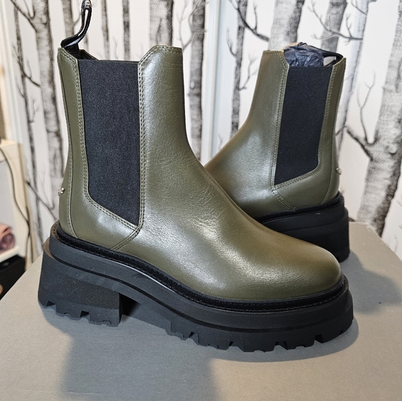 ZADIG & VOLTAIRE Ride Chelsea Calf Skin Boots Green Size EU37 / US6 - Picture 1 of 13